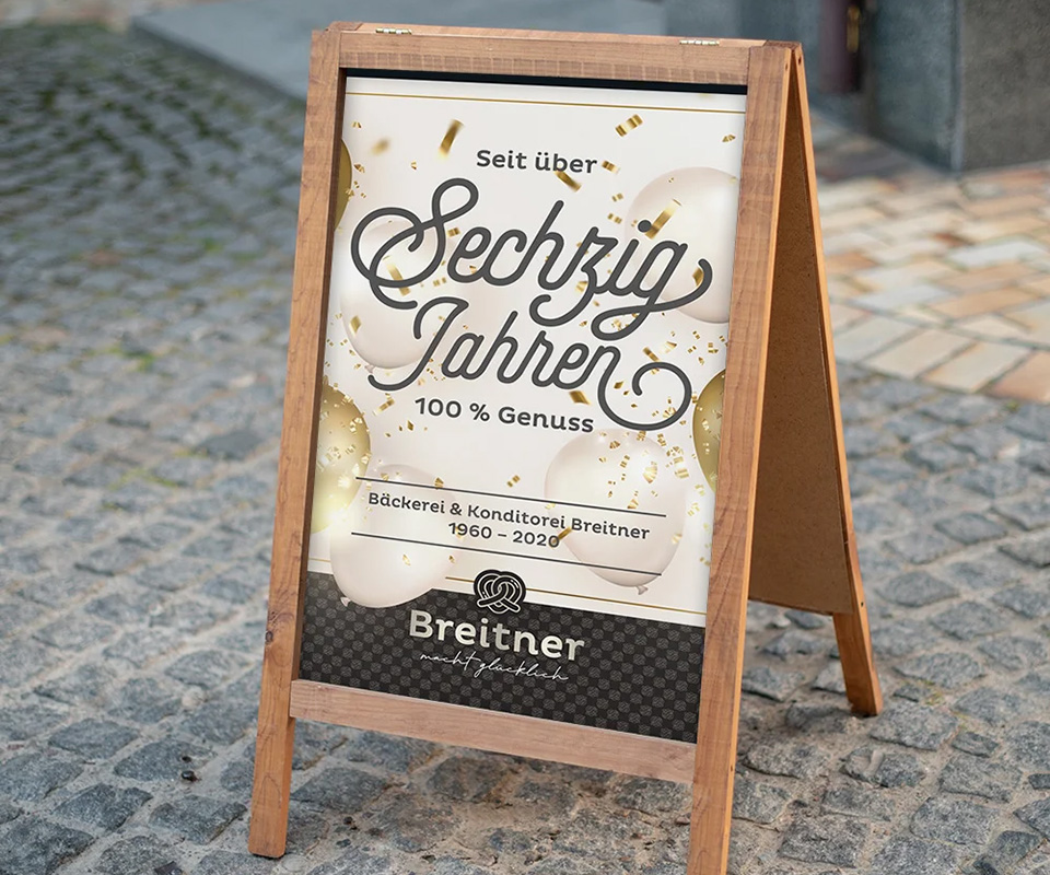 Plakate für die Aktionen der Bäckerei Breitner